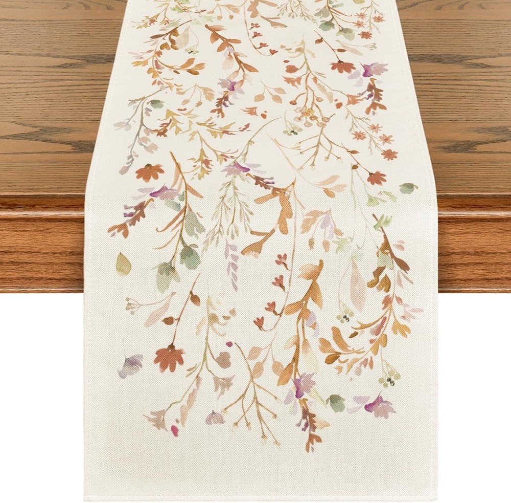 Artoid Mode Floral Leaves Fall Table Runner, 13 x 72, Brown