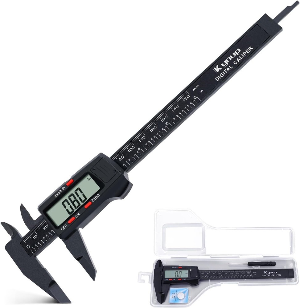 Kynup Digital Caliper, Caliper Measuring Tool with LCD 6" Plastic, Black