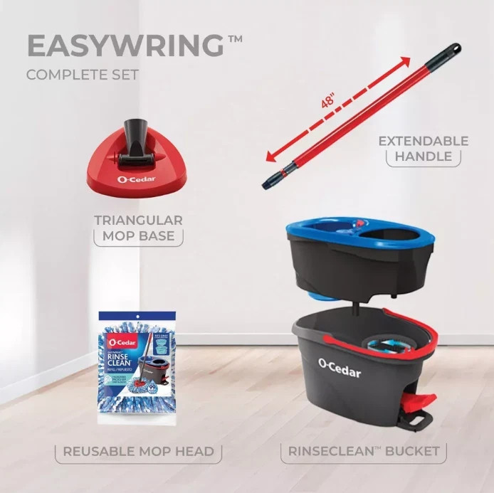 O-Cedar RinseClean Spin Mop & Bucket System, NEW
