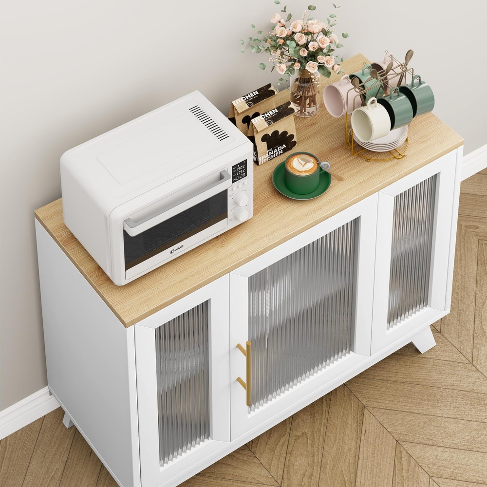Buffet Cabinet, 36" Sideboard Buffet Storage Cabinet with Adjustable Shelves ...