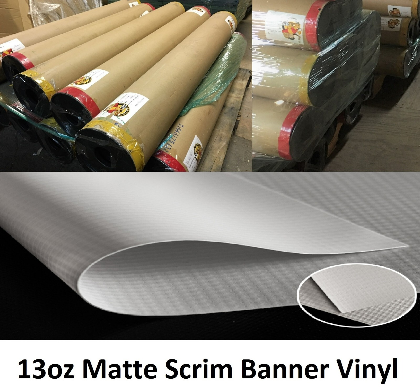 13 oz Scrim Outdoor Reinforced Tough UV Banner Solvent Latex Inks PVC Vinyl Roll