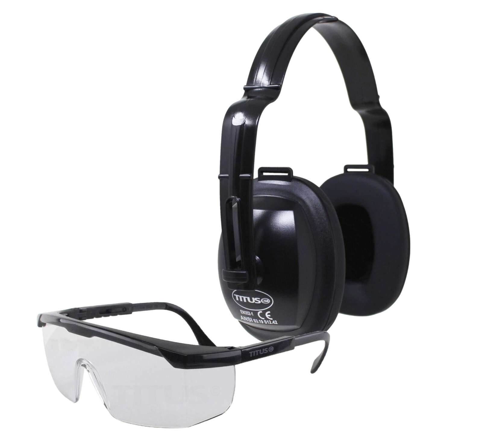 TITUS Hearing Protection Earmuffs Noise Reduction & Shooting Glasses Range Gear
