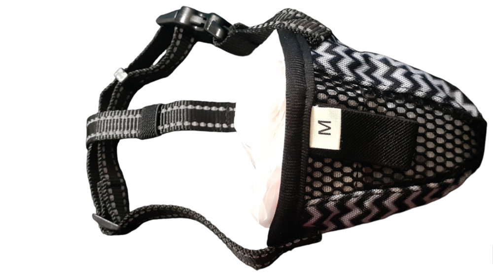 NEW!! Mesh Dog Muzzle Medium - Soft Comfortable - Black and Grey - Adjustable