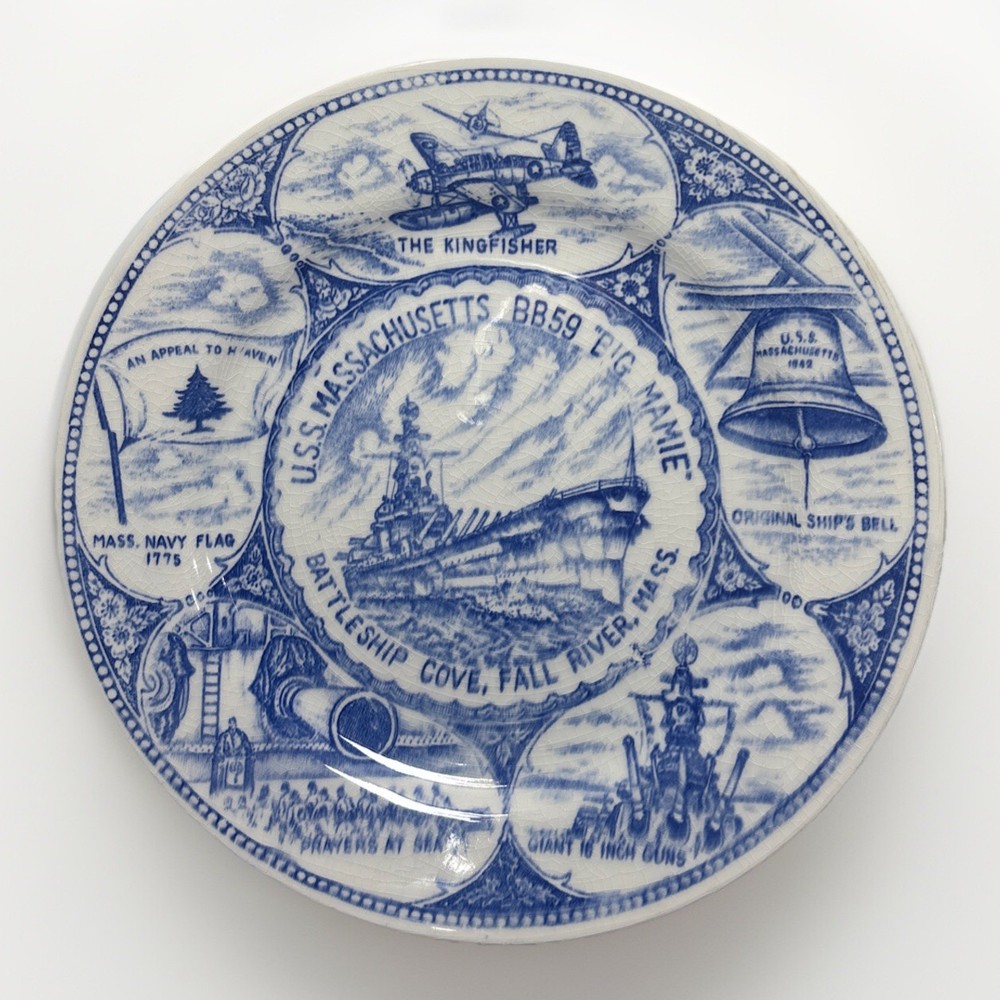 9-Inch WW2 US Navy USS Massachusetts Big Mamie BB59 Battleship Cove Plate