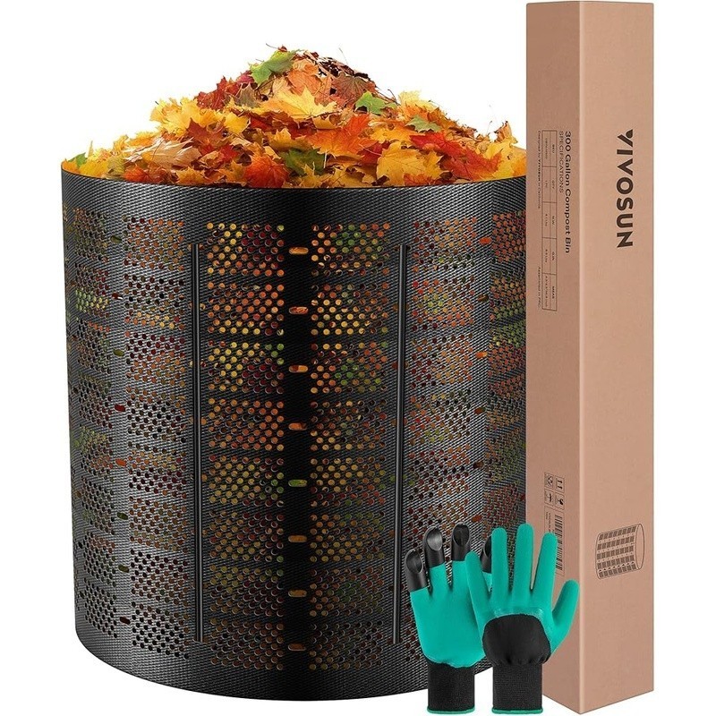 Large Capacity Compost Bin Durable HDPE Composting System Easy Assembly Reusable