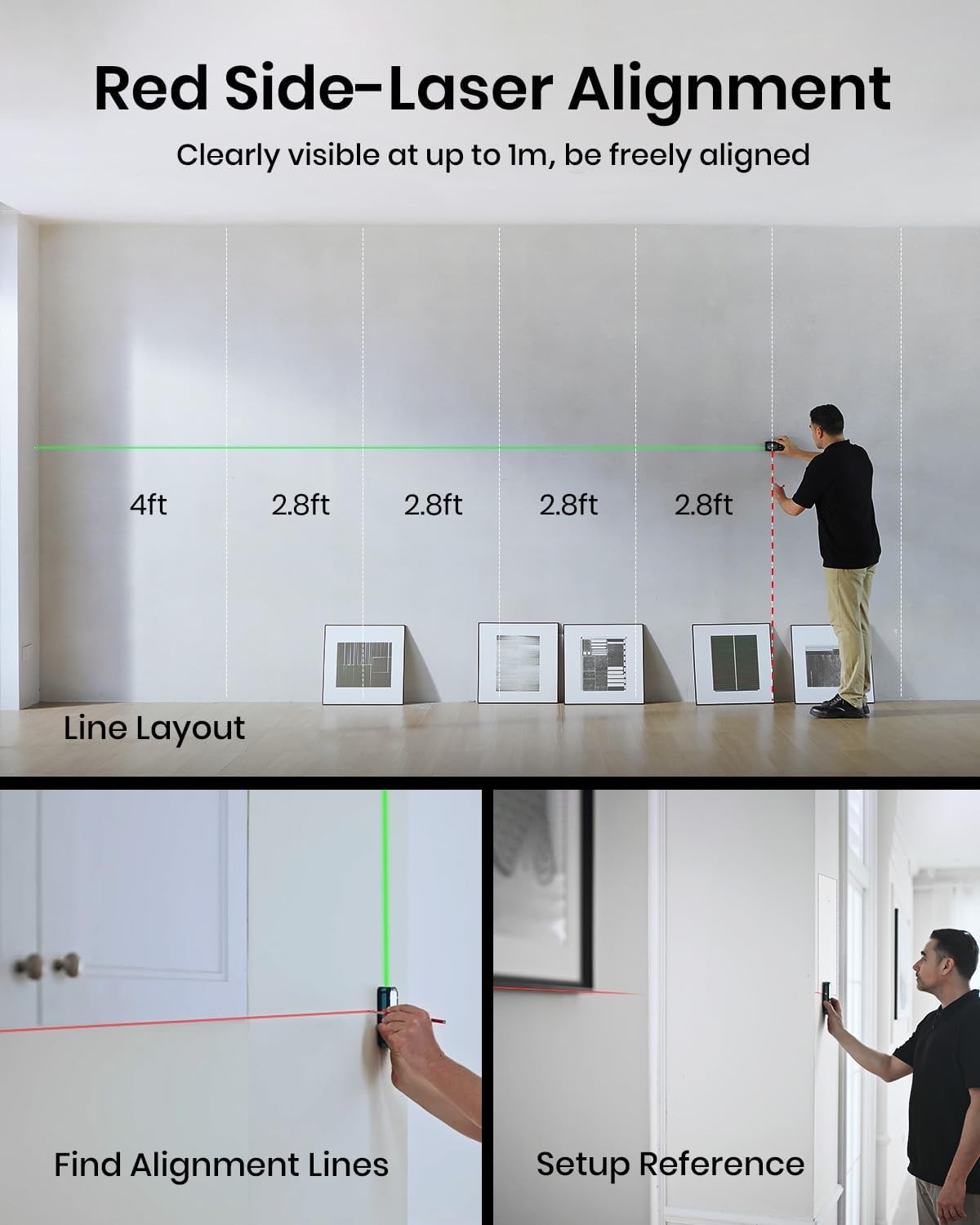 MILESEEY S50 Green-Beam Laser Distance Measure - 400ft Laser Measure P2P, Side-L
