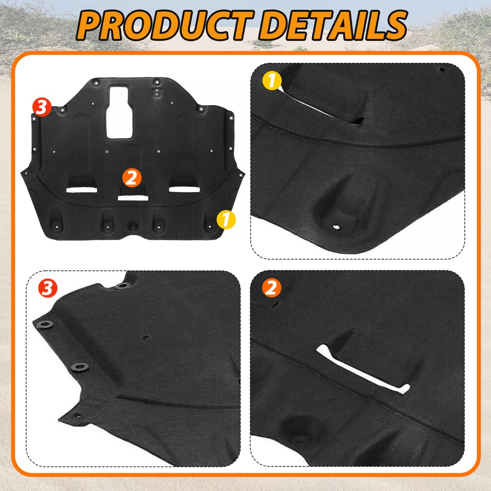 Black Front Engine Splash Shields Under Cover For 2015 2016 2017 Hyundai Sonata