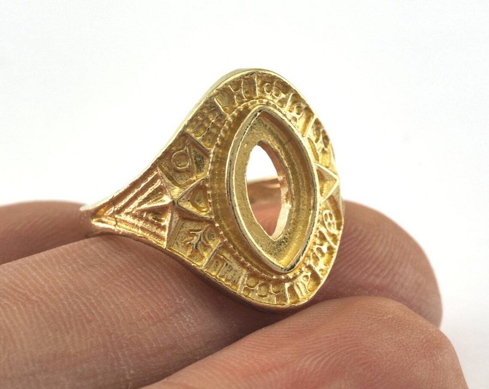 Ring Adjustable Ring Bezel - Raw brass (18mm 8US inner size - Adjustable ) 2825