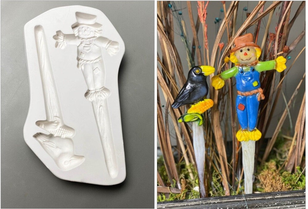 Scarecrow & Crow Stakes Creative Paradise Fusing/Casting Mold LF214 Autumn