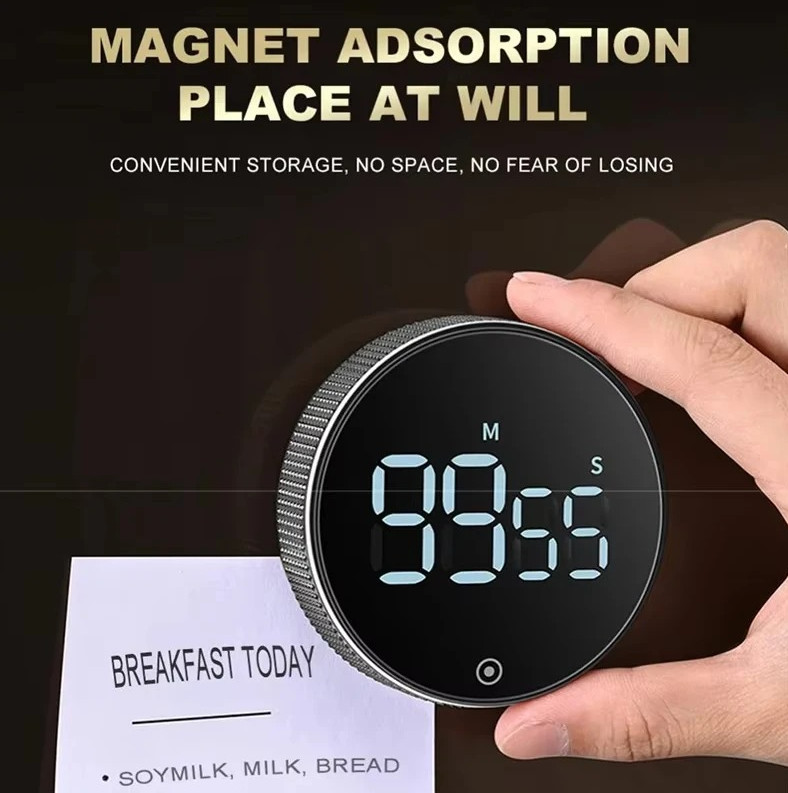 Magnetic Digital Kitchen Timer Rotary Countdown Mechanical Style Stopwatch