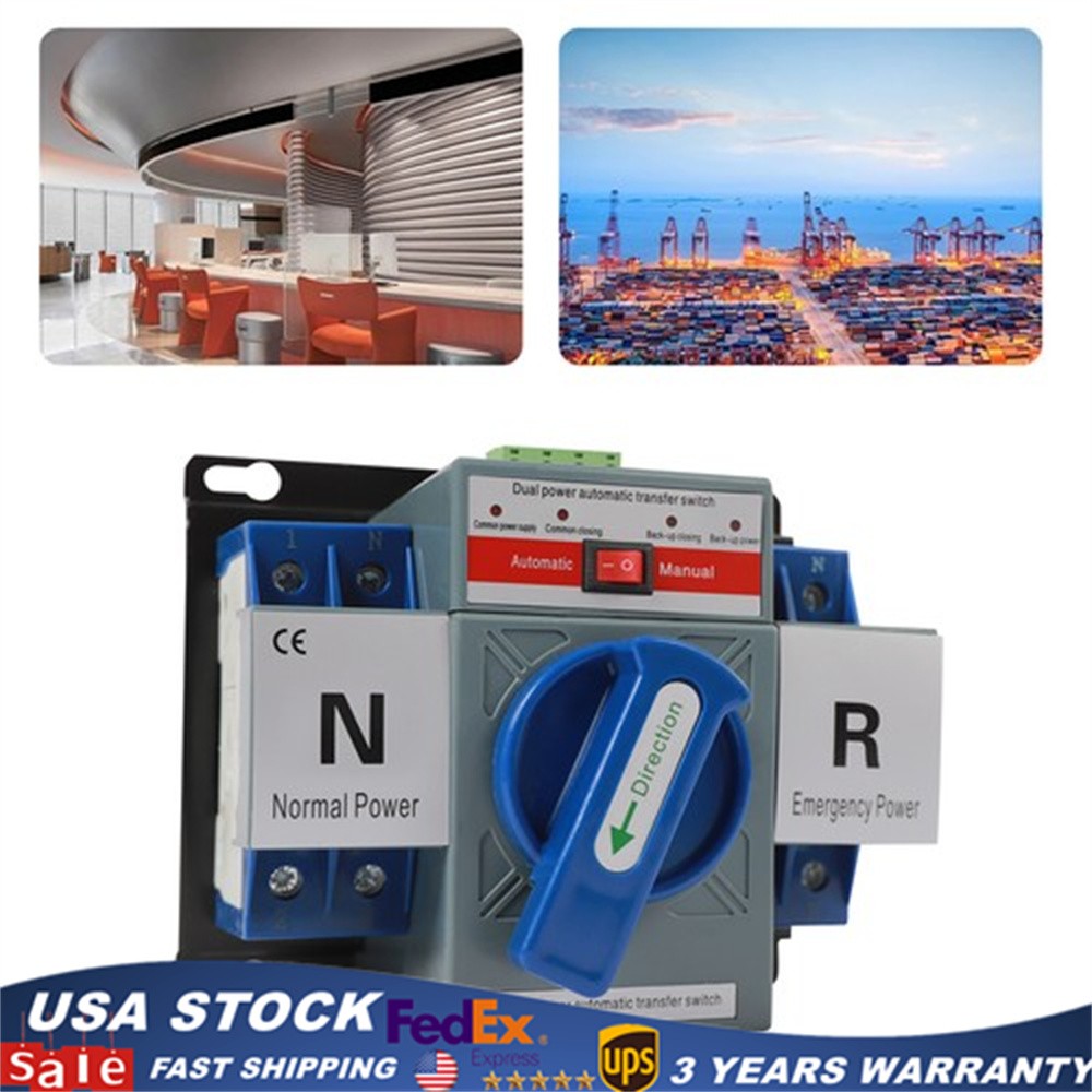 AC110V 2P 63A Mini Dual Power Automatic Transfer Switch Toggle Control Converts