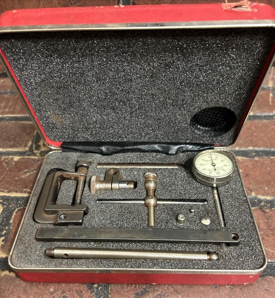 Vintage Starrett No.196 Dial Indicator with Case