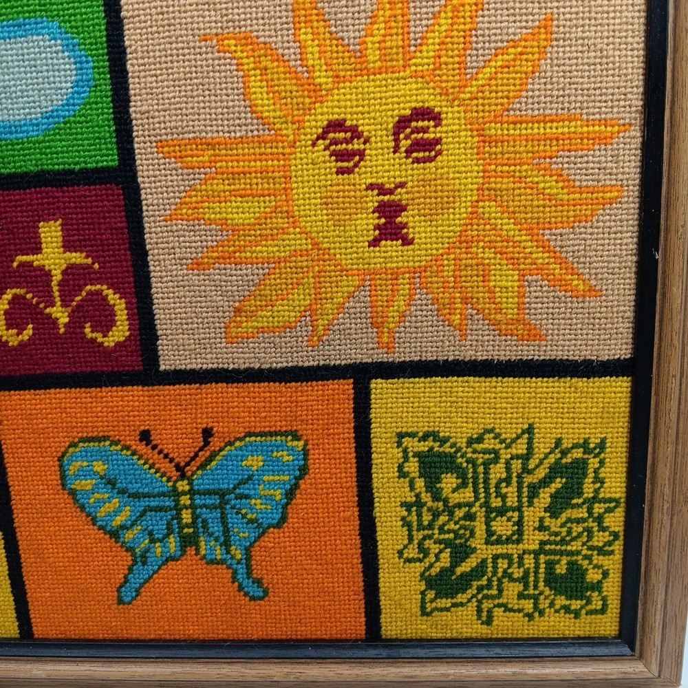 Vintage Needlework Framed 15” X 15”