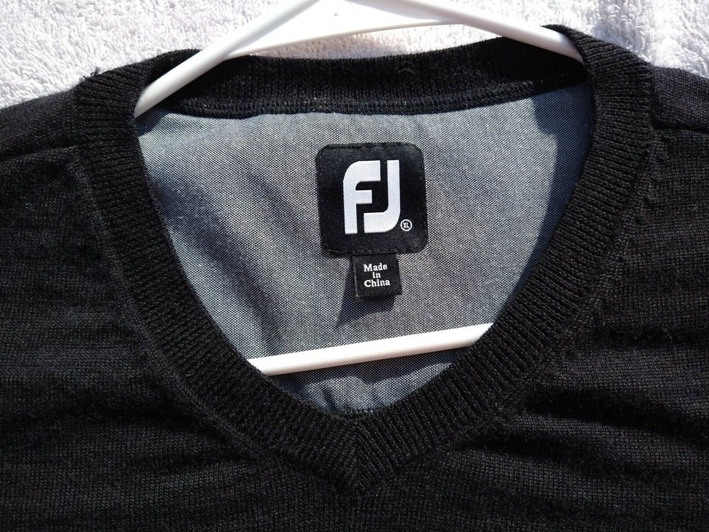 FOOTJOY BLACK WOOL PULLOVER GOLF SWEATER SIZE XL