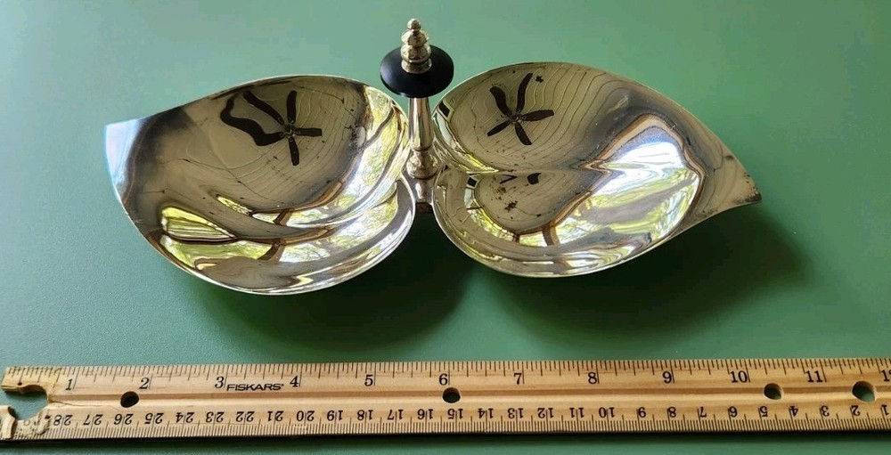 F. B. Rogers Silver Co - Silver on Copper - 2 Leaf Serving - Condiment Dish