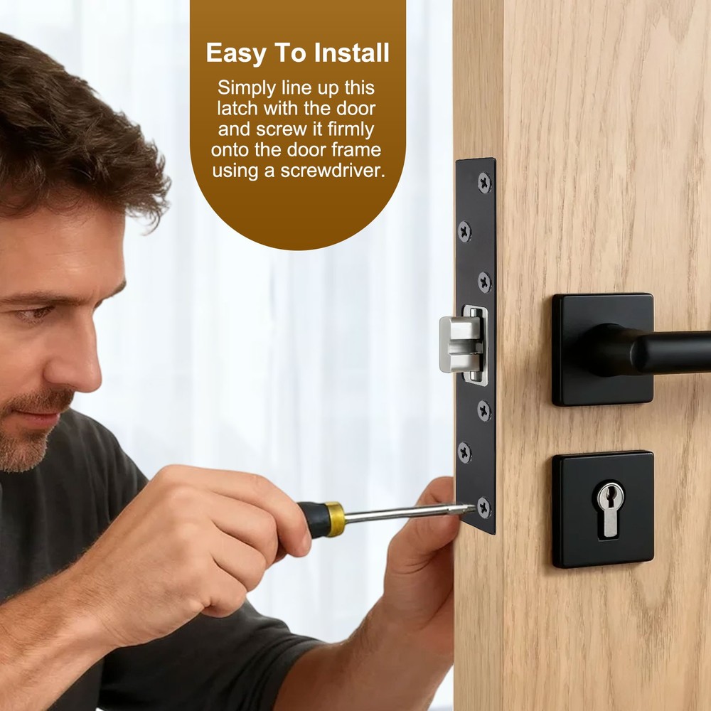 Door Strike Plate, 6 Inch Security Latch Strike (Black)