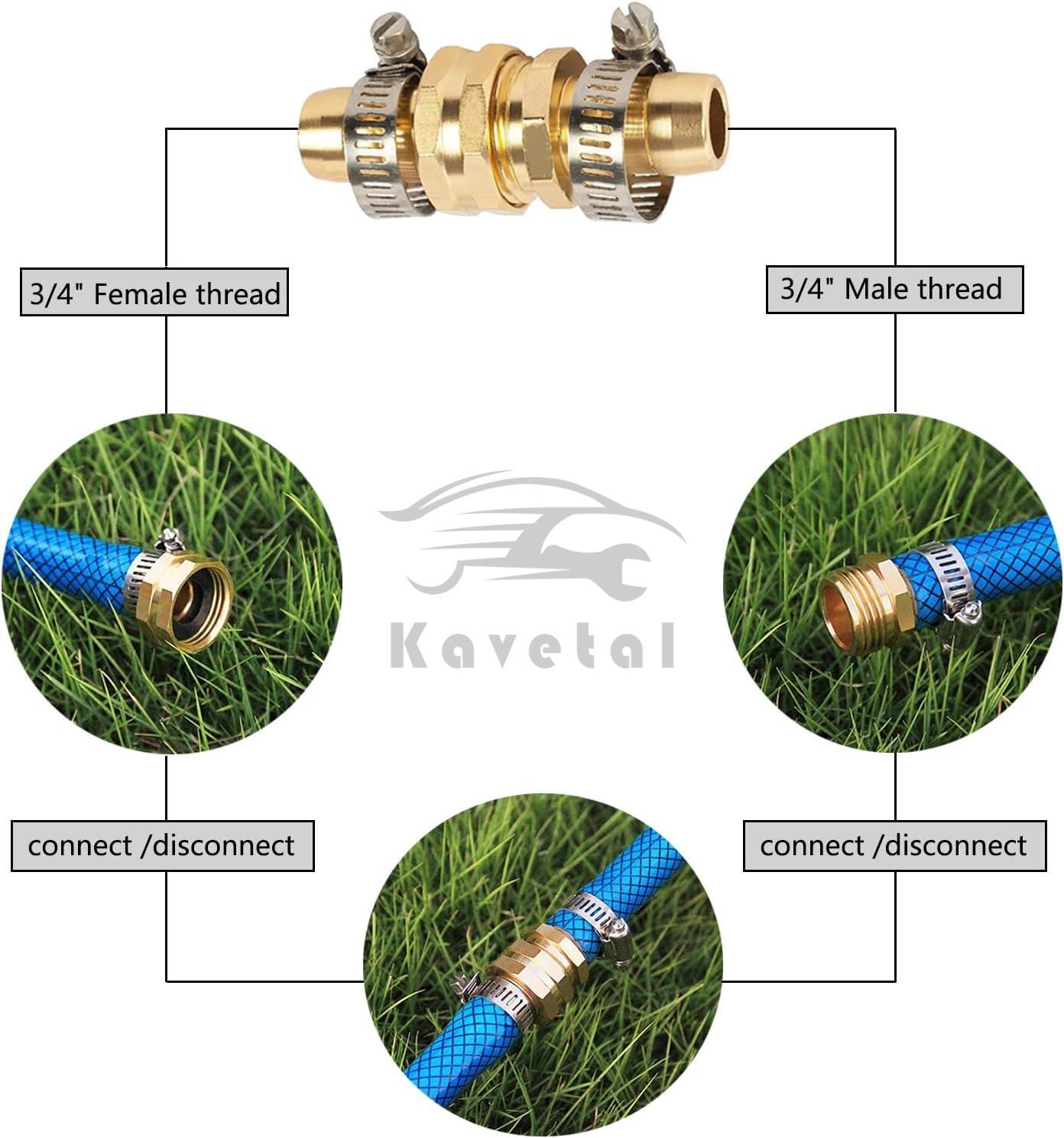 3/4" 5/8" Garden Mender End Repair Kit Water Hose Male Female Connector w/ Clamp