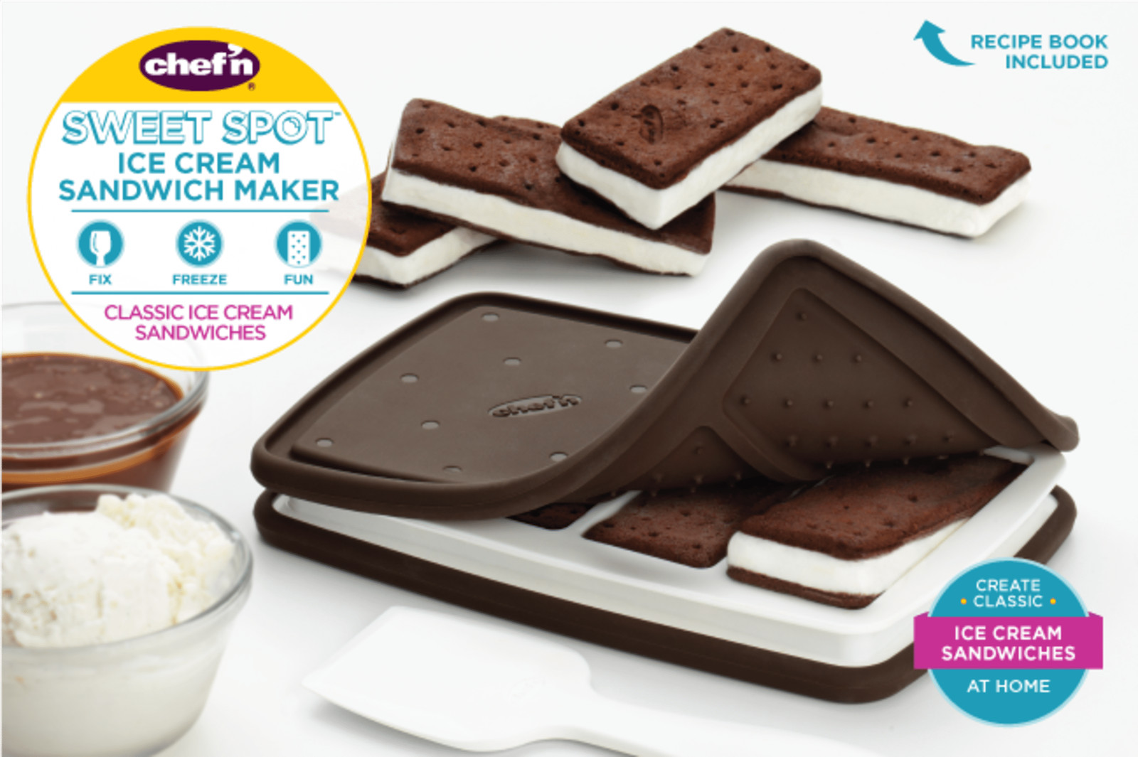 Chef'n Sweet Spot Ice Cream Sandwich Maker, Set of 2, Brown