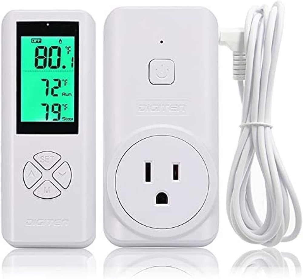 Wireless Temperature Controller Thermostat Outlet - Heating Cooling - Greenhouse