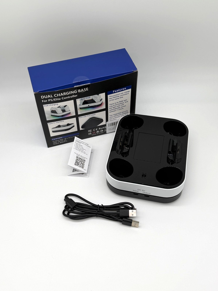 PS5 Dual Controller Charging Dock RGB Base Station USB C Open Box Tested