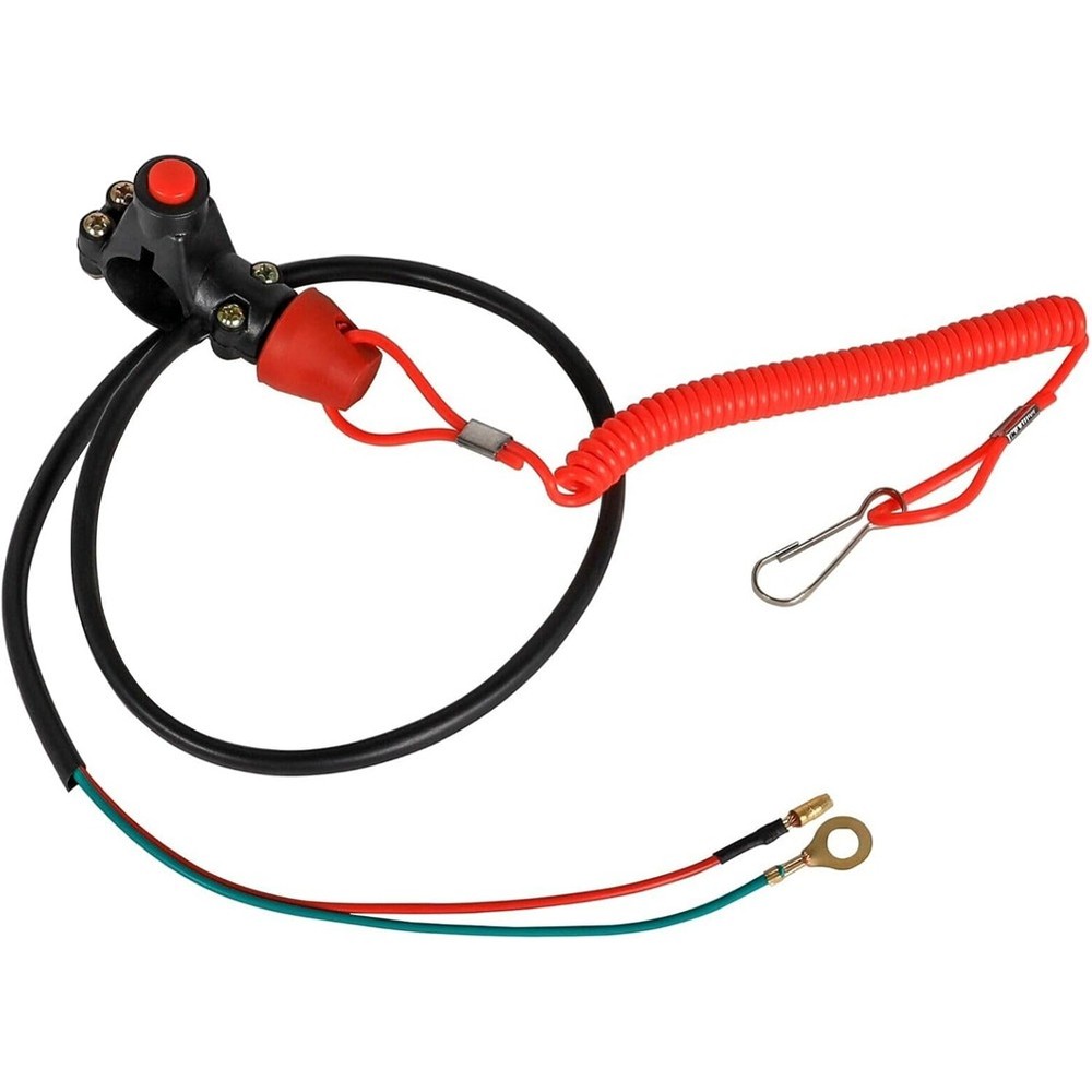 Motorcycle ATV Tether Lanyard Emergency Stop Motor Switch Push Button Universal 4861