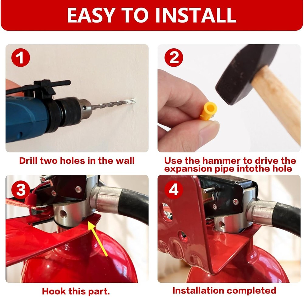 Fire Extinguisher Mounts & Brackets,4 Pack 4 Pack, Red