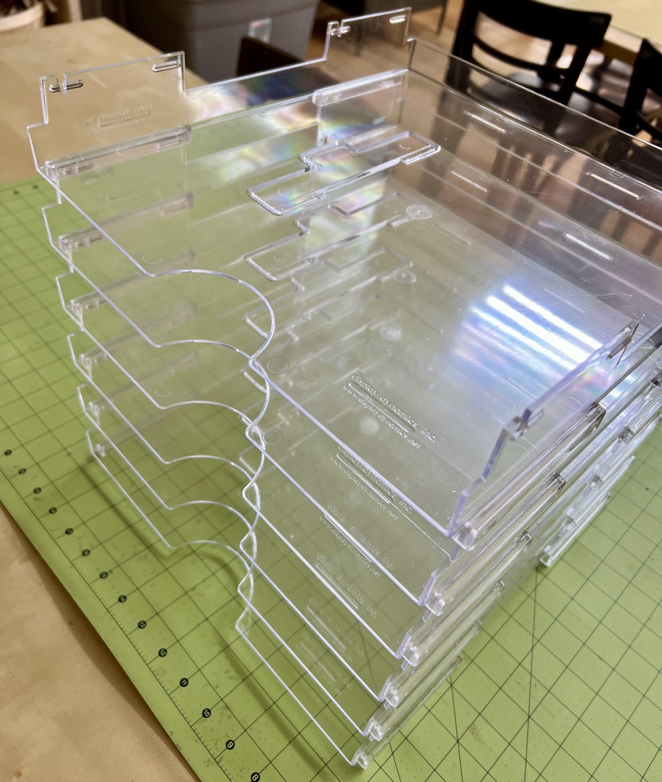 Display Dynamics 6 Clear Acrylic Stackable 12.5x13.25x2 Paper Tray Organization