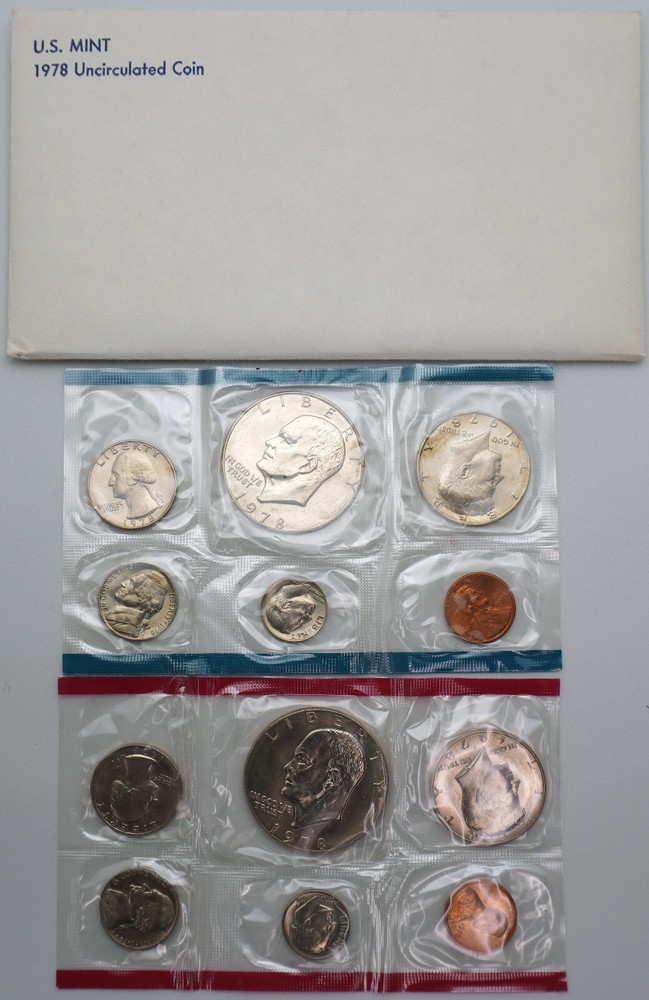 1978 - P&D Uncirculated US Mint Coin Set in Original Envelope/Packaging OGP