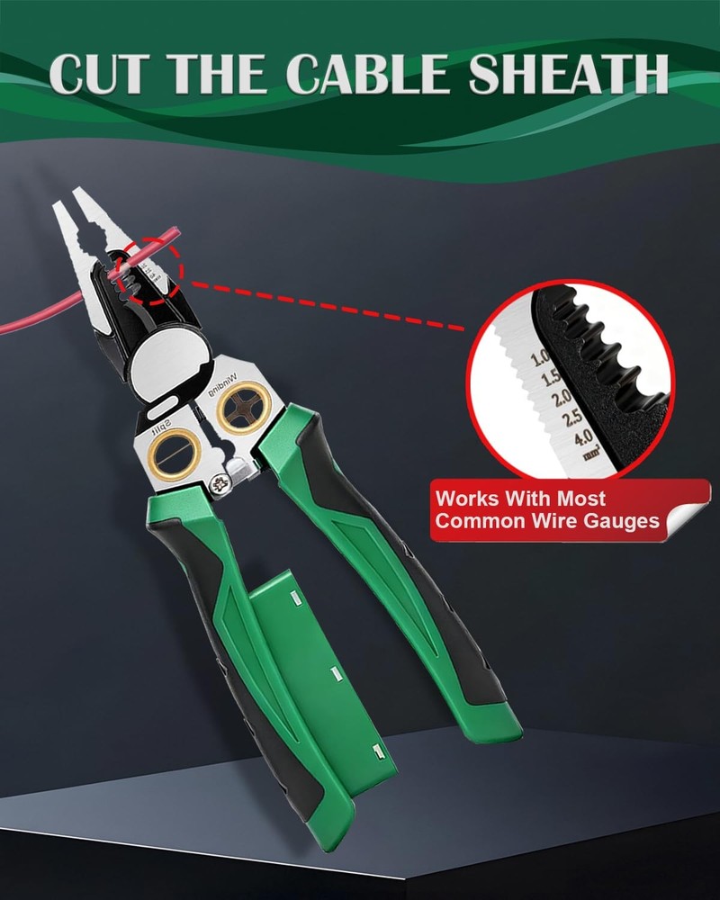 Chicat 8-in-1 Wire Stripper with Voltage Tester,Multi-function Electric Green