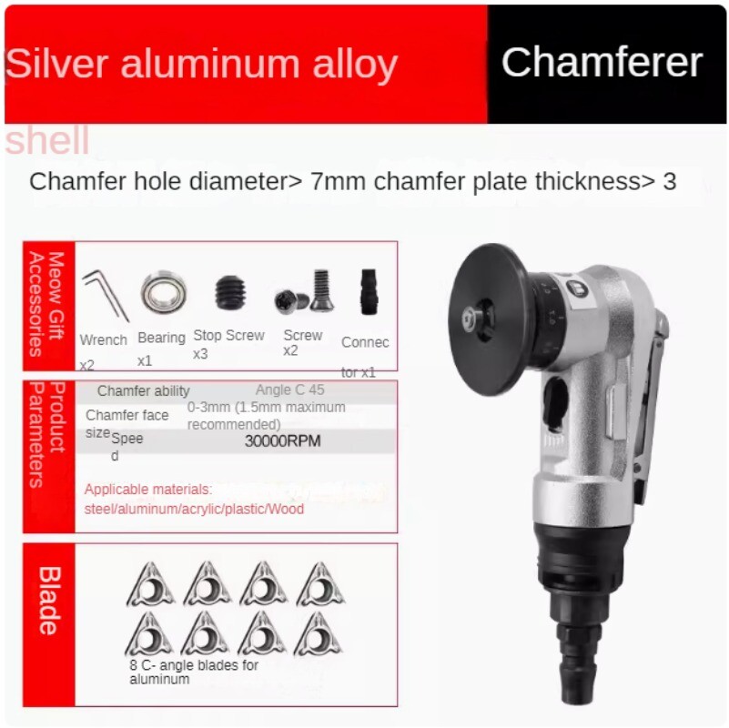 Mini Pneumatic Chamfering Machine 45 Degree Arc Hand-Held Beveling Trimming