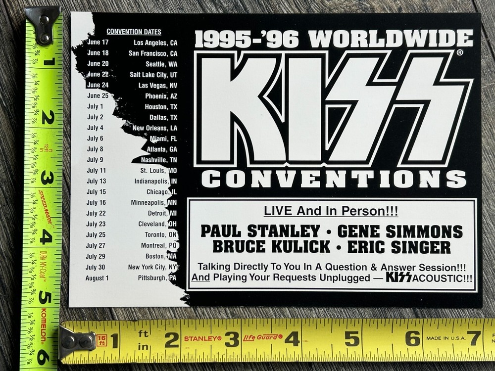 KISS Postcard Concert Tour Promo Unplugged Convention Tour 1995 Vintage Kiss