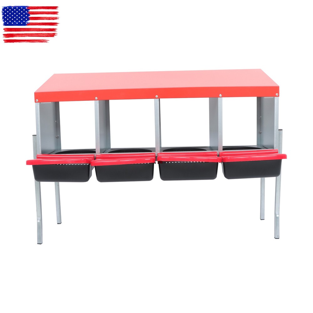 4 Hole Roll Out Chicken Nesting Boxes For Laying Eggs Coop Compartment