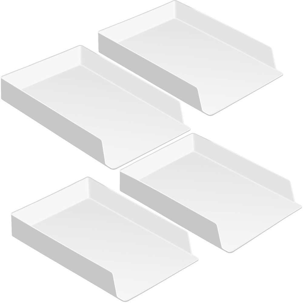 4 Pcs Stackable Desk Organizer Trays Rectangular Plastic Desk Holder Desktop ...