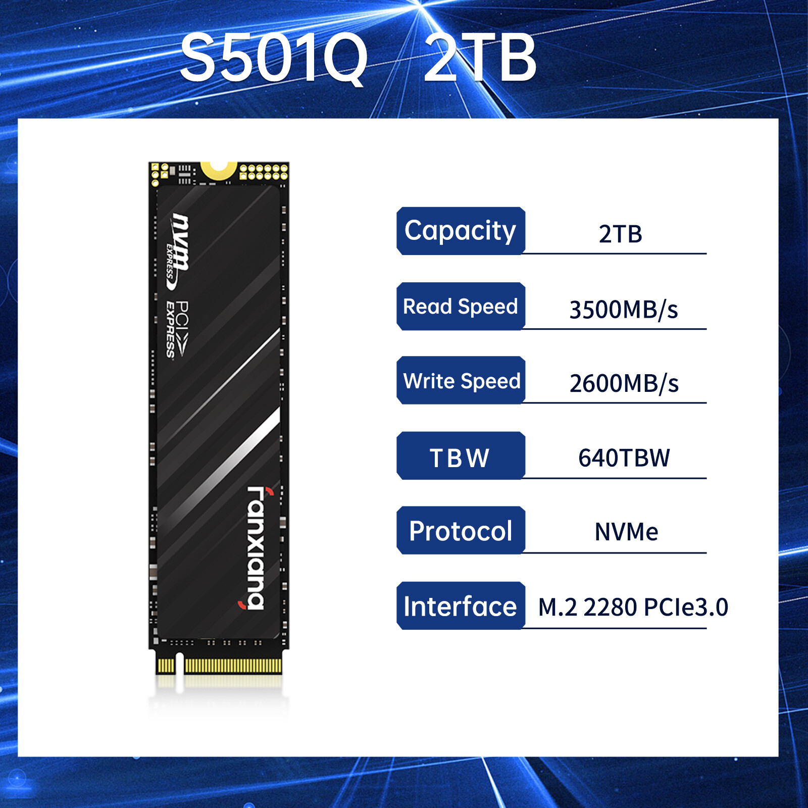 Fanxiang M.2 2280 2TB SSD PCIe Gen 3 X4 NVMe 3D NAND Internal Solid State Drive