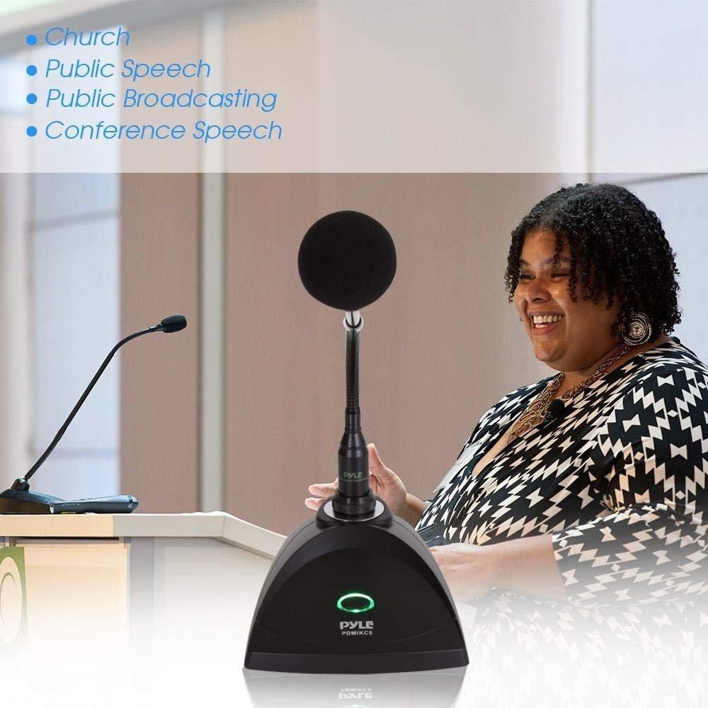 Pyle Conference Gooseneck Adjustable Desk Microphone-Table Mounted Condenser
