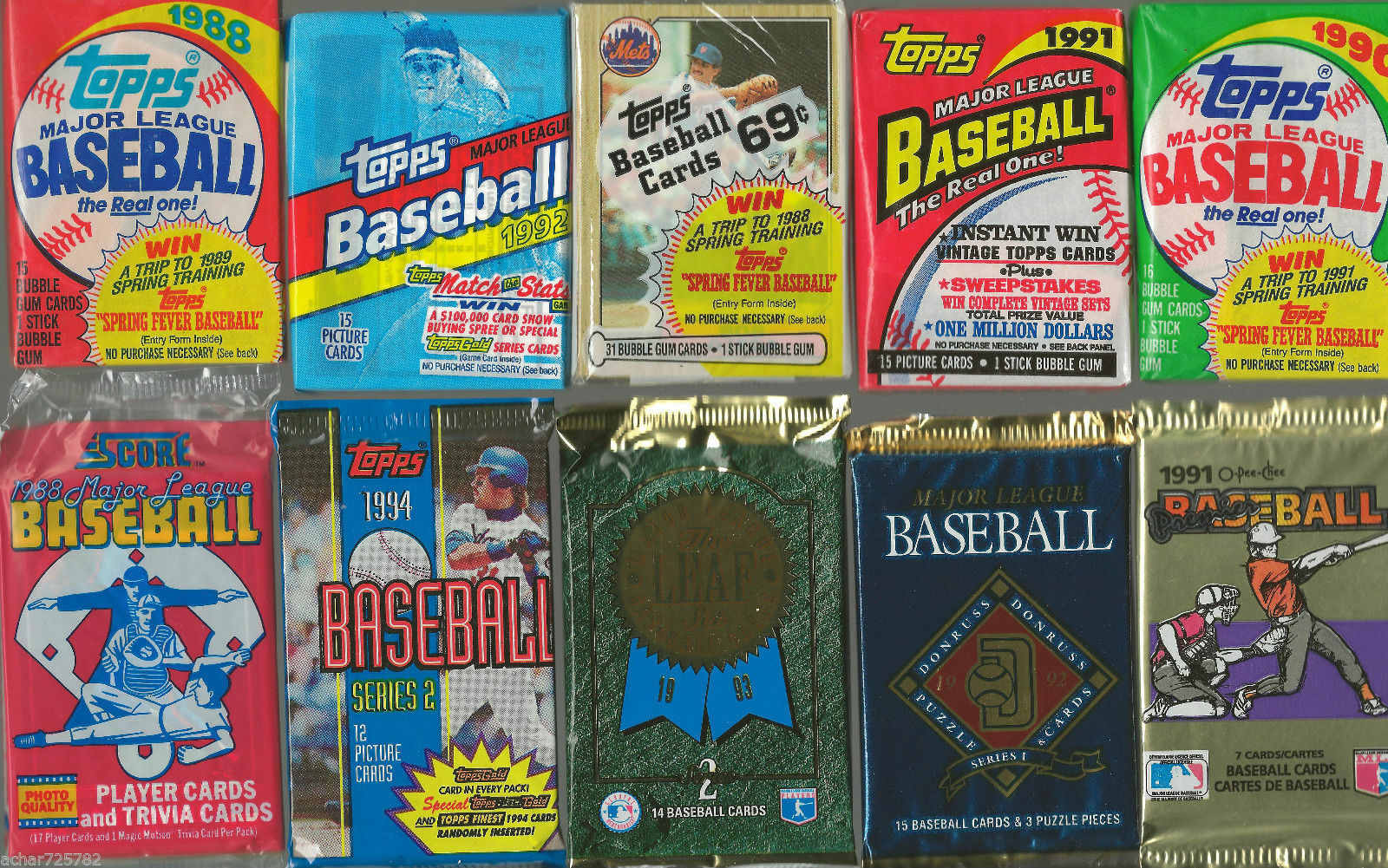 Huge lot of 55-60 unopened baseball cards in packs!