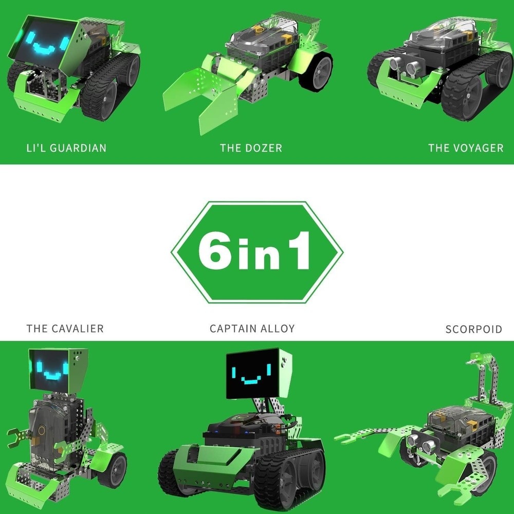 Robobloq Qoopers 6 in 1 Programming Robot Building Kit with Remote Control, LED