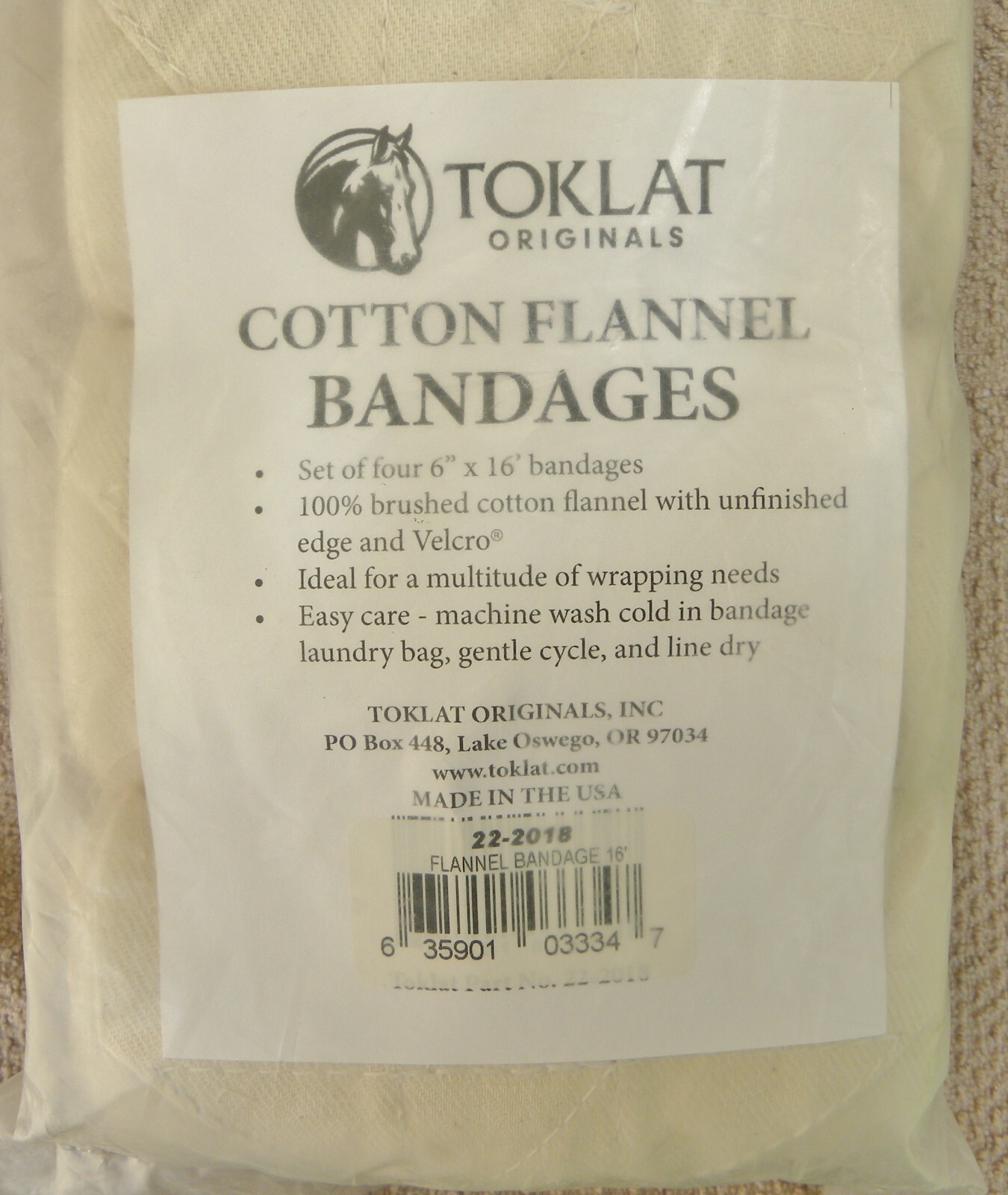 NEW! Quality USA TOKLAT 4 Pack Cotton Flannel Leg Bandages 6" X 16' HTF 4 HORSE