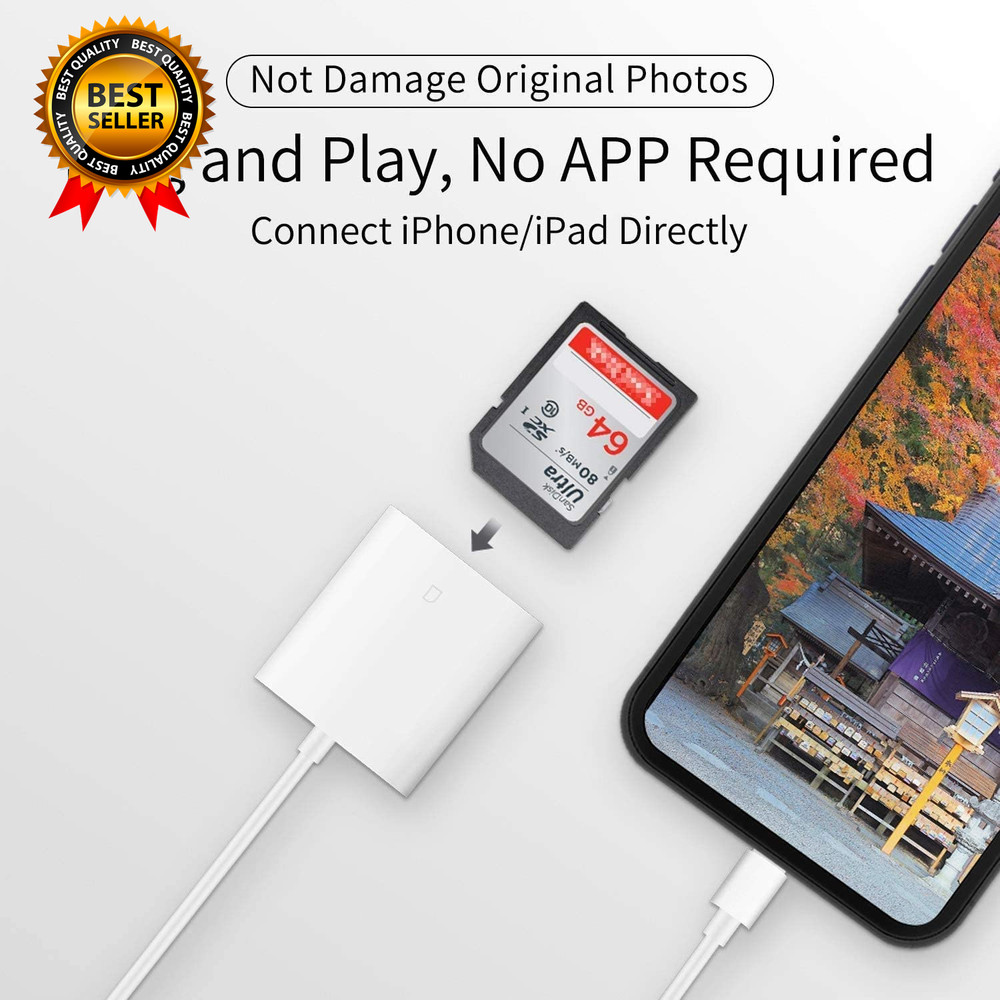 Apple Mfi Certified Lightning to SD Card Camera Reader for Ipad Sd Card Reader
