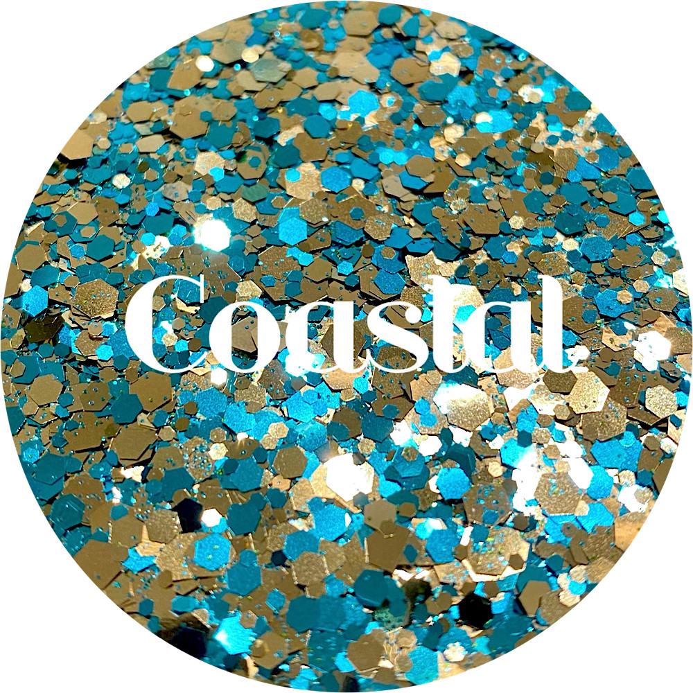 Premium Polyester Glitter - Teal Gold Chunky Mix