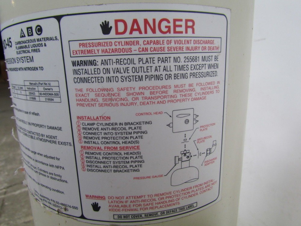 Kidde IND-45 ABC Fire Extinguisher Tank w/Actuator