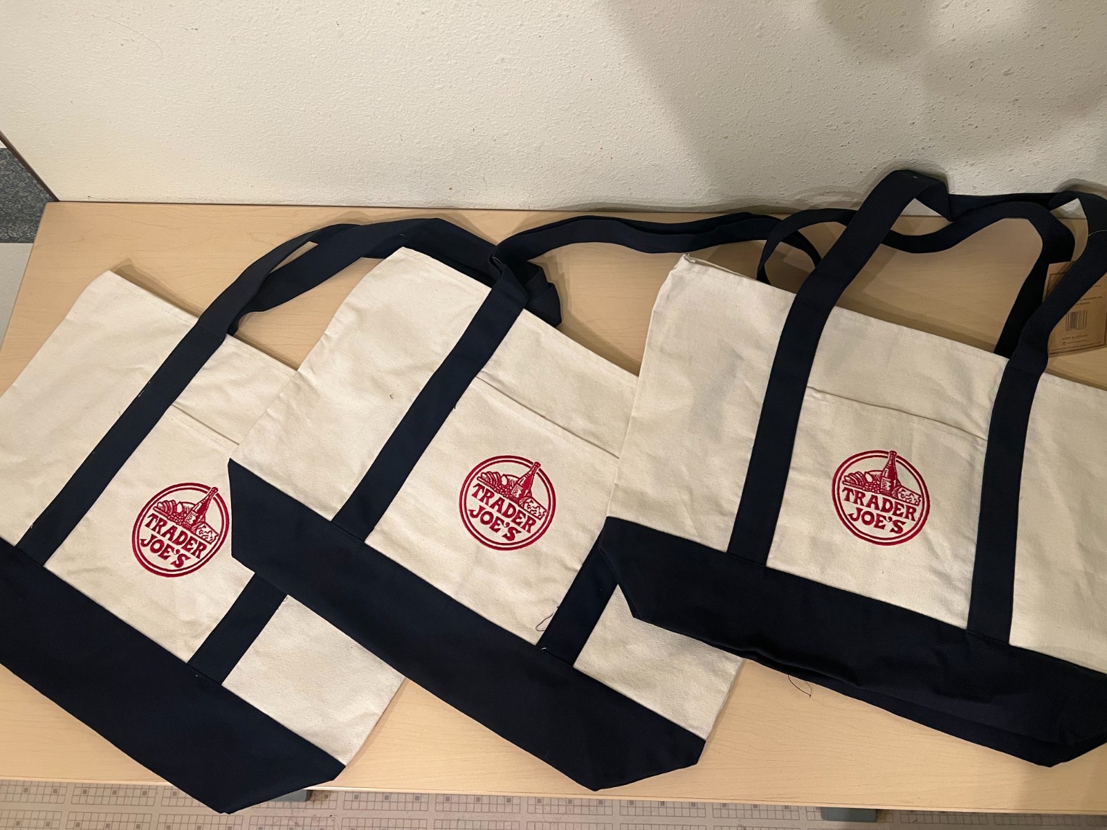 Trader Joe's Reusable Canvas Eco Tote Bags (Heavy Duty) - 3 Bag Lot New w/ Tags