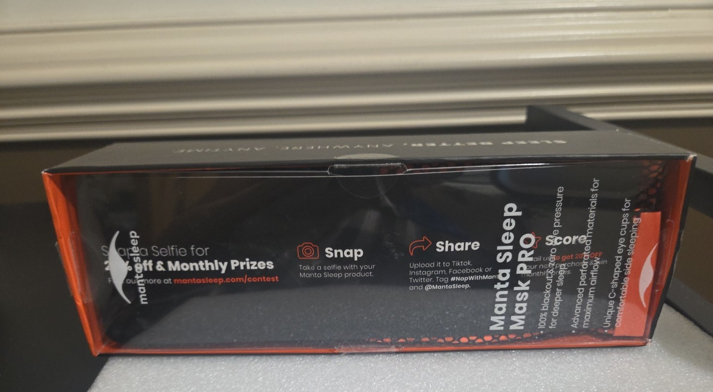MANTA Pro Sleep Mask (100% Light Blocking) NEW OPEN BOX ITEM
