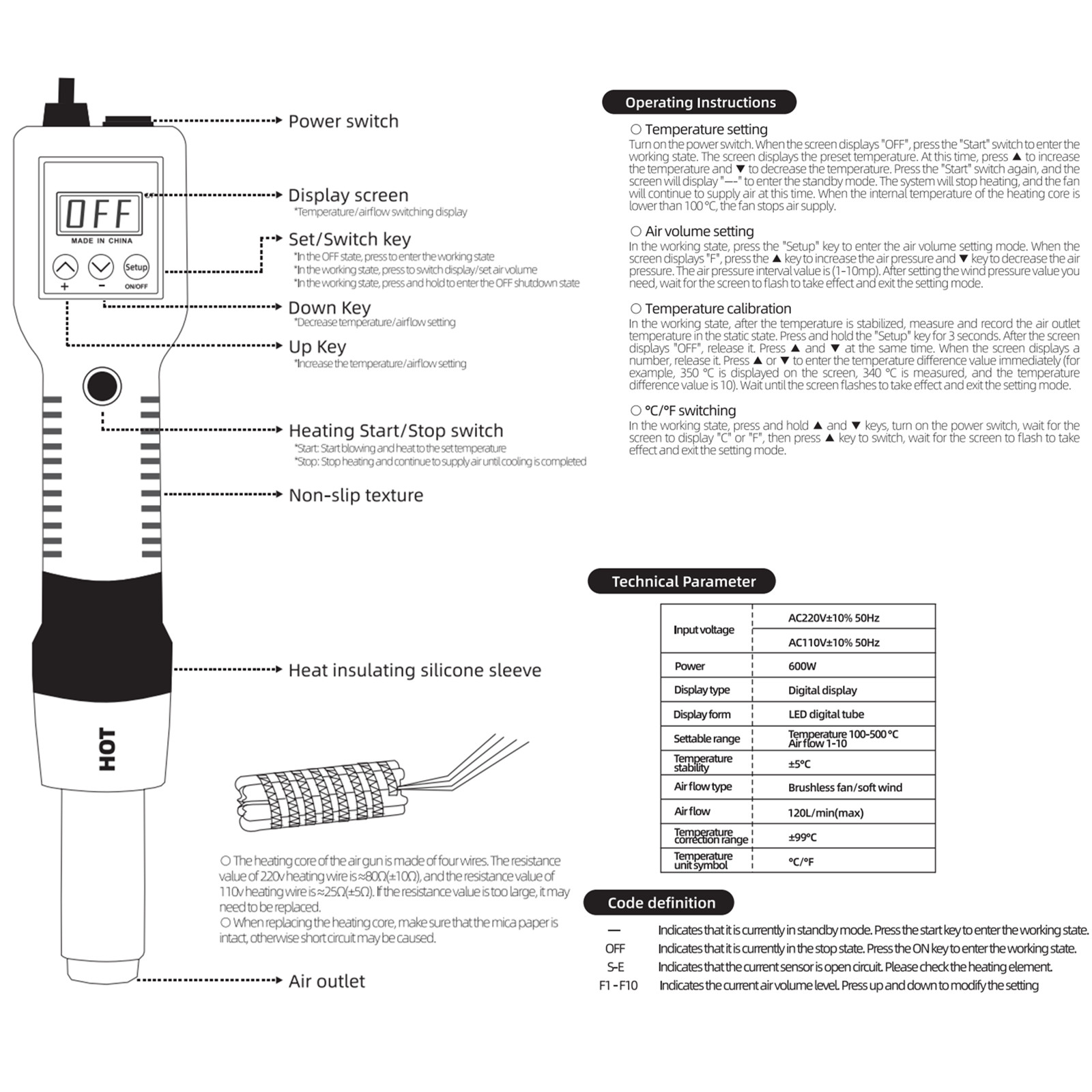8018 Hot Air Station SMD Rework Desoldering Digital Heat Gun