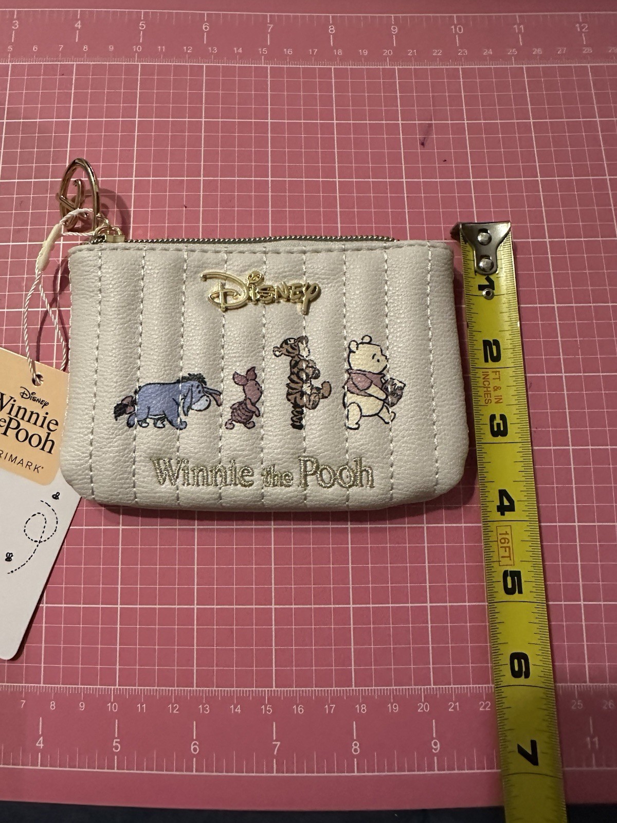 PRIMARK DISNEY WINNIE THE POOH QUILTED ZIPPER MINI WALLET COIN PURSE NWT new