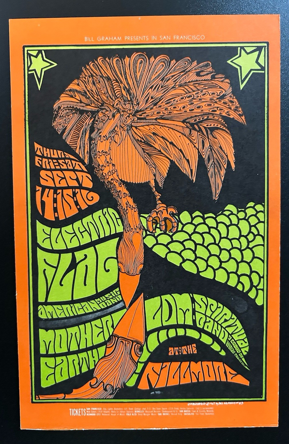 1967-FILLMORE-BG-83-POSTCARD-ELECTRIC FLAG/MOTHER EARTH-JIM BLASHFIELD-NM