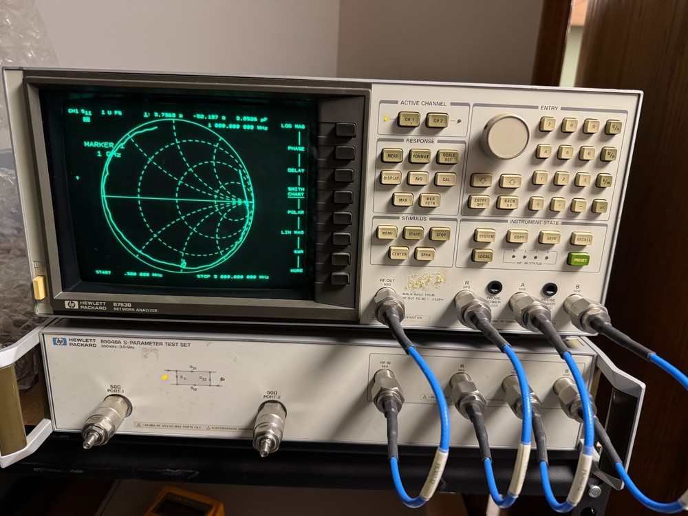 HP Agilent 8753B Network Analyzer & 85046A S-Parameter Test Set 300kHz - 3.0GHz