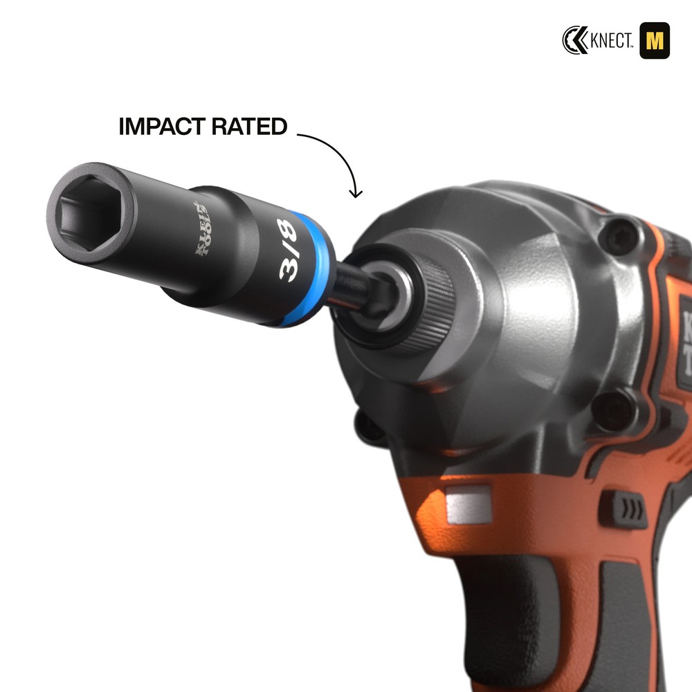 Klein Tools 65109IMPCT KNECT Deep-Well 3/8" Drive Impact Socket Set, SAE, 9 Pc.