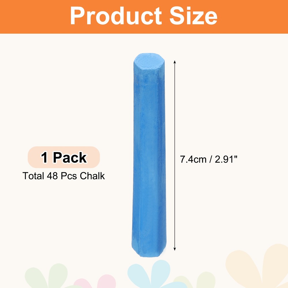 48 PCS Chalkboard Chalk, Dustless Chalk Small Bulk, Blue