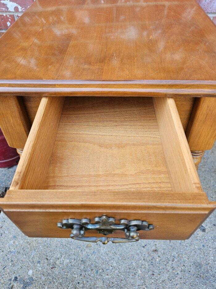 Vintage Solid Maple End Table 1 Drawer Night Stand Plant Fern Table